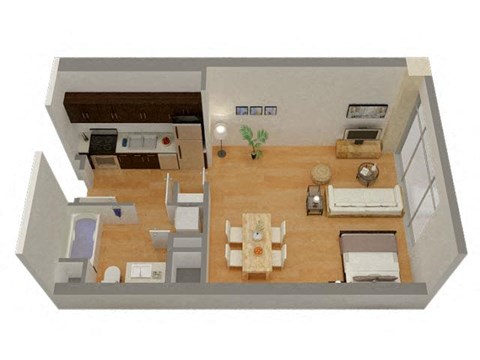 Floor plan for studio, 1 bath, 547 sqft